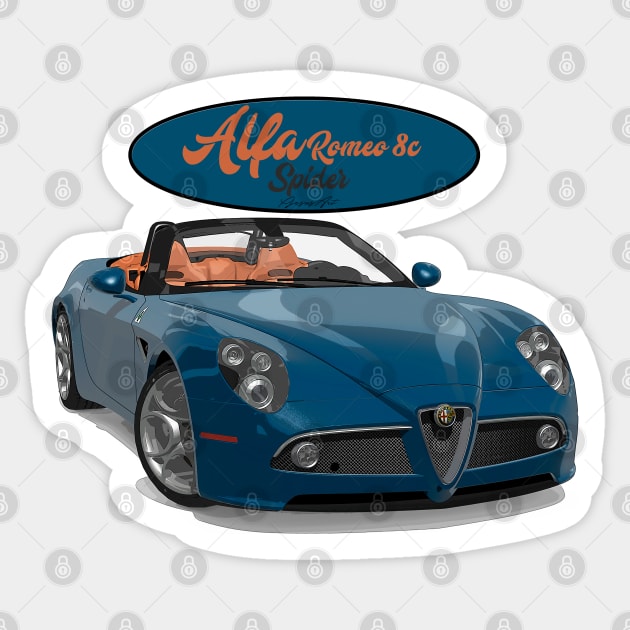 ALFA ROMEO 8C SPIDER Blue Sticker by PjesusArt